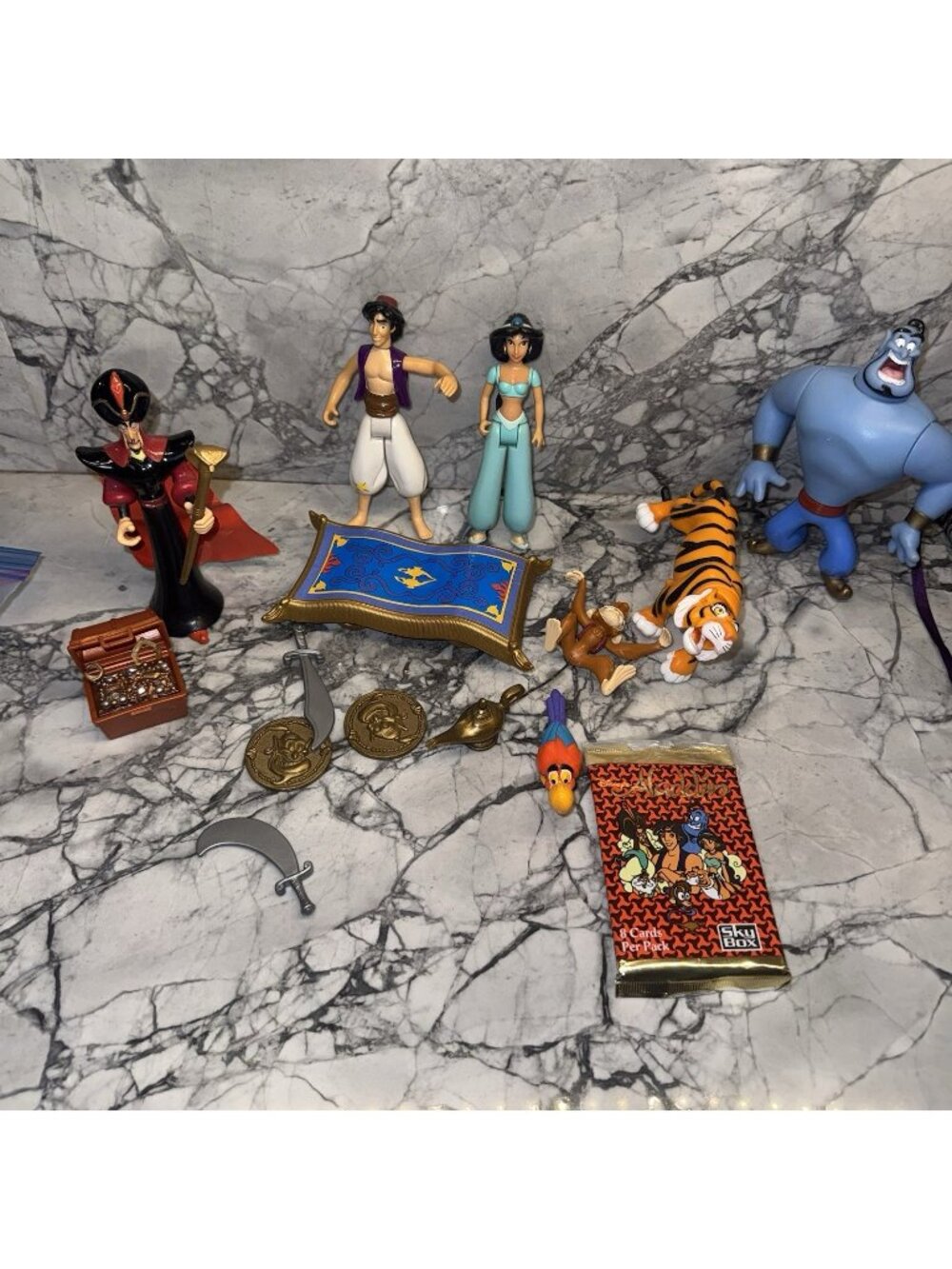 Vintage Mattel Disney Aladdin Action Figure LOT Aladdin Jasmin Jafar Genie 1992